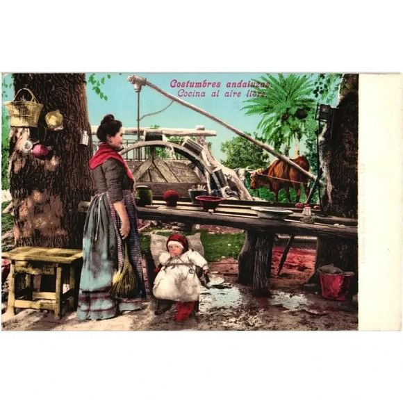 Costumbres Andaluzas Cocina Al Aire Libre Spain Postcard - Picture 1 of 2